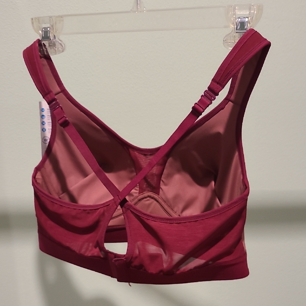 Jockey Forever Fit Mid Impact Active Two Tone Bra in BURGUNDY Sz. Medium - Picture 4 of 6